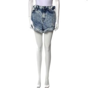 Retrofete Acid Wash High-Waisted paper bag Shorts